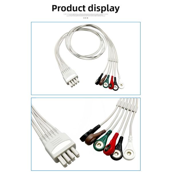 Nihon Konden KB3-HS6I Six-Lead Medical Consumables Compatible Adult ECG Connection Cable CE Certified Class II 0.9m For ECG