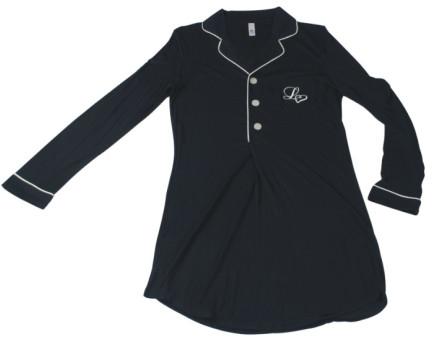 Black Plus Size Modal Sleepwear , Womens Long Sleeve Nightshirt Button Placket