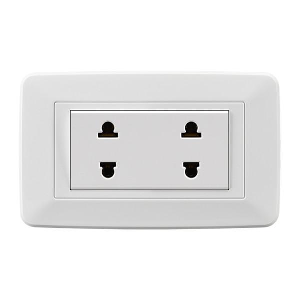 Flame Resistant 2 Gang Socket Double Gang Switch 118 * 75mm Safe Operation