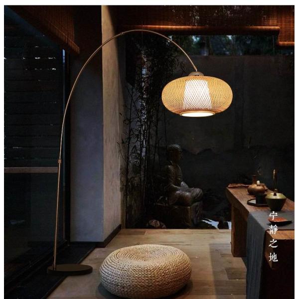 Chinese style floor lamp fishing lamp bamboo Art tea room floor light Zen standing lighting marble floor lamps