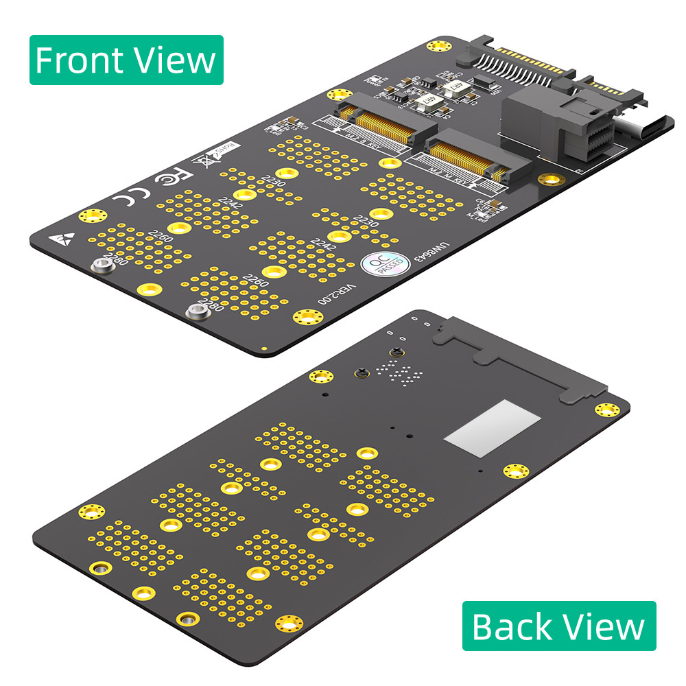 NGFF (M.2) 2-в-1 SSD расширительная карта, NGFF (M.2) Ключ-M поддерживает NVME протокол SDD на SFF (86-43) интерфейс NGFF (M.2) Ключ-B поддерживает Sata протокол SDD на Sata интерфейс