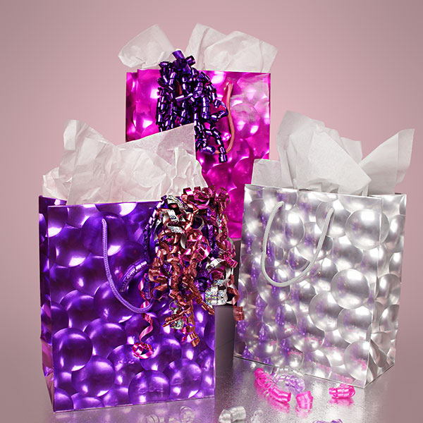 3D Bubble Embossed Jewelry Gift Bags Flat Paper Handle Durable For Promotion