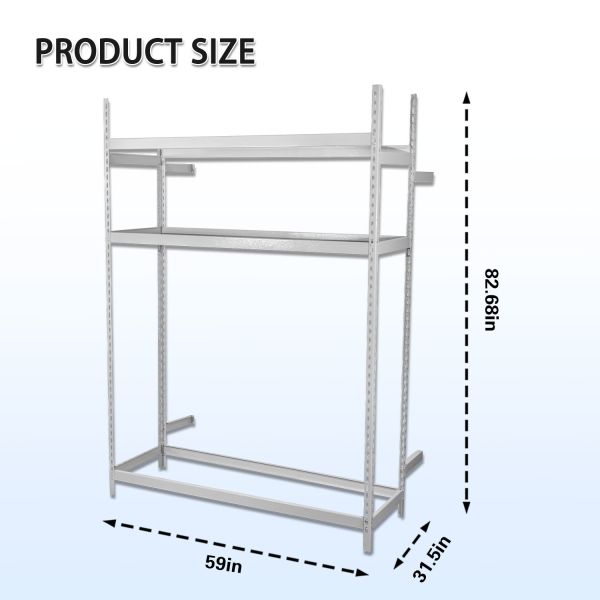 3 Tier Single Entry Tire Storage Rack 1500LBS High Carbon Steel White Anti-Rust Adjustable Heavy Duty Steel Shelving
