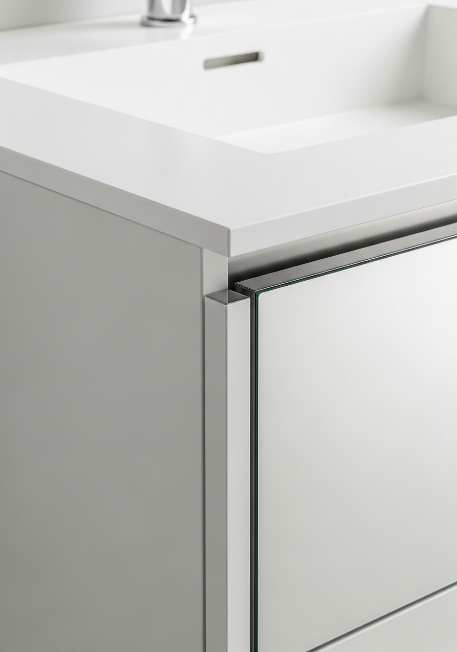 Luminous Pearl Vanity with Mirror-Polished Accents in 304 Stainless Steel