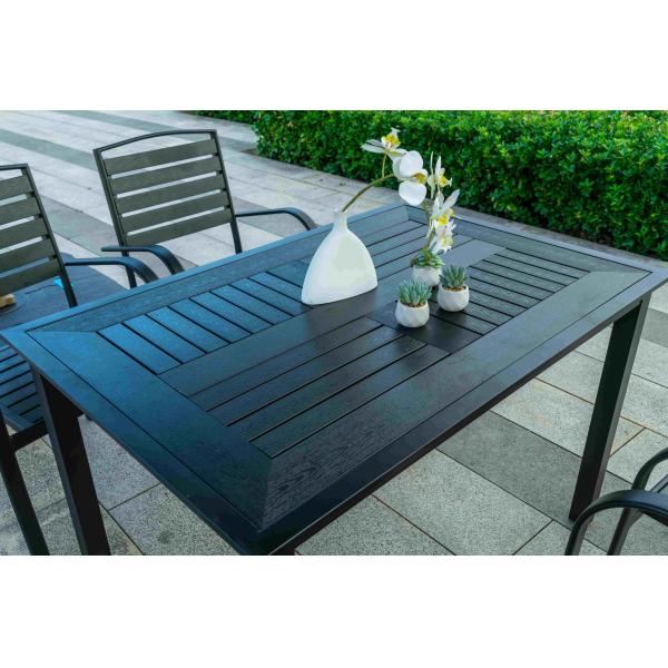 7 Pieces Extendable Modern Black Patio Restaurant 9 Piece Dining Sets Outdoor Garden Porch Aluminum Table and 8 Seater