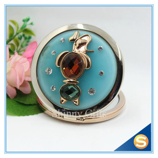 Shinny Gifts Novel Design Convenient Carrying Metal pocket Round Mirror