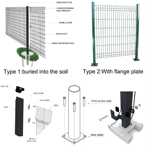 High Tensile Anti Cut Security Fence 3D Panel With Sensor Mounts