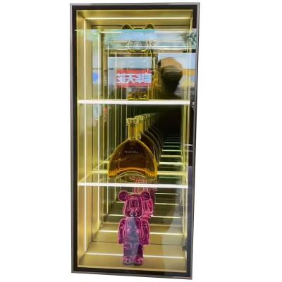 Armário de exibição de espelhos de infinito luminoso LED para móveis Bar de vinho em vermelho branco azul