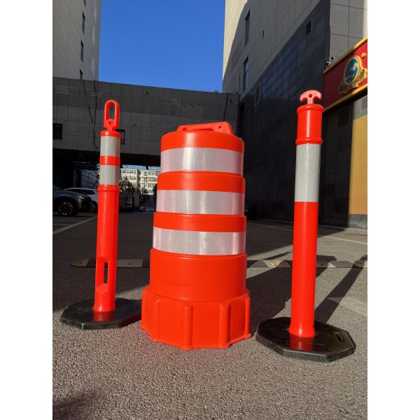 JST Barriers 1100mm South American 15kgs Traffic Drum Barrels RED Crash Safety Traffic Barrel Road Orange Barrier Heavy Duty 