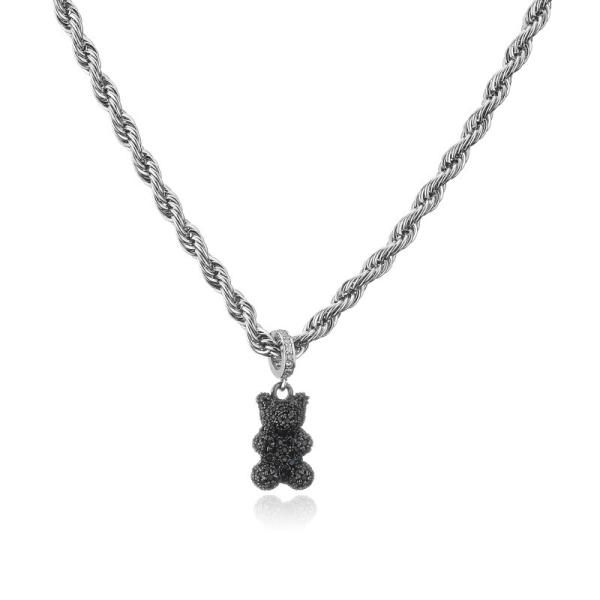 Colar clássica do pendente do zircão de Sterling Silver Teddy Bear Necklace do costume 925