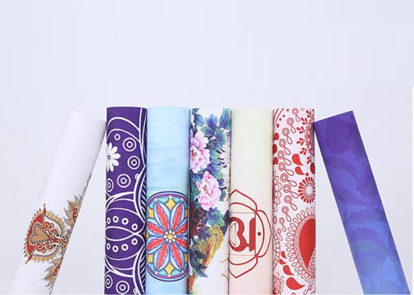 Digital Custom Printed Yoga Mats , Purple Patterned Yoga Mat Non Toxic