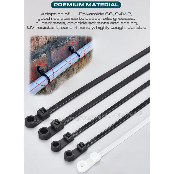 Collier de câblage à tête montable plastique 300mm x 4,8, serre-câble à vis nylon polyamide 6.6 (50 lb) pour suspension de conduits de câbles Collier attache câble nylon (PA) 6.6 avec trou de montage rond 300mm x 4,8, lien de serrage plastique à vis (50 lb) ceinture de cable à tête montable pour objets suspendus