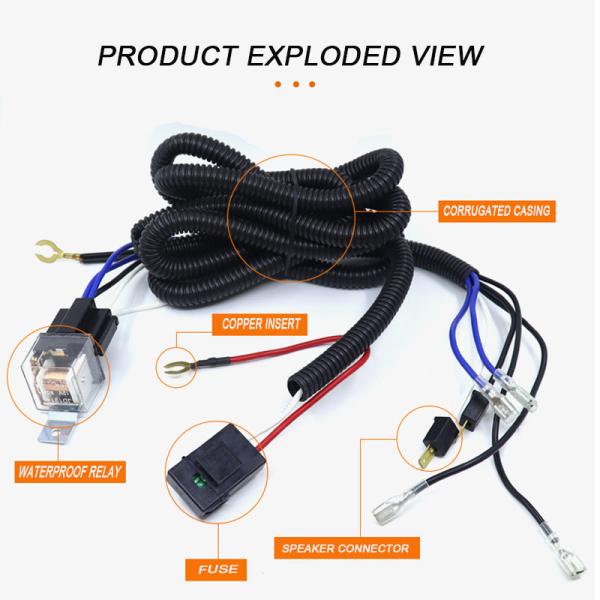 кабель электротранспорта универсалии 900mm 12V 24V для доработанного клаксона автомобиля