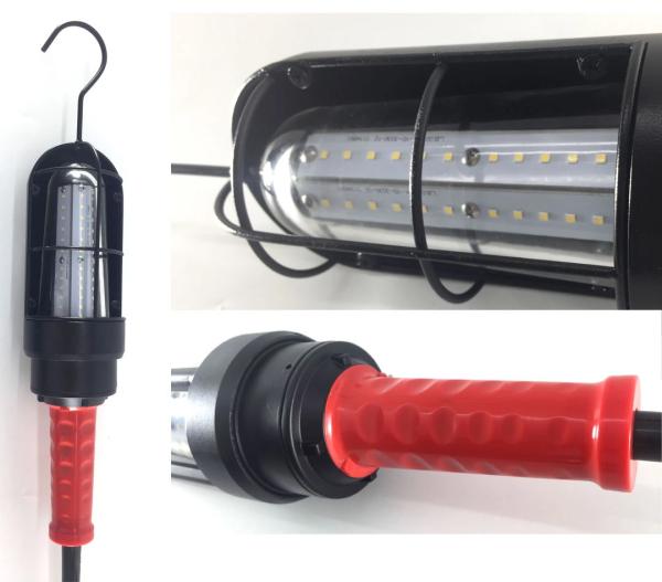 LED Temporary Work Light Fixture, Orange Construction Drop Light