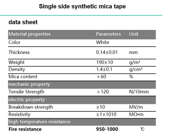 YT Mica / fita sintética de mica unilateral para cabos e fios