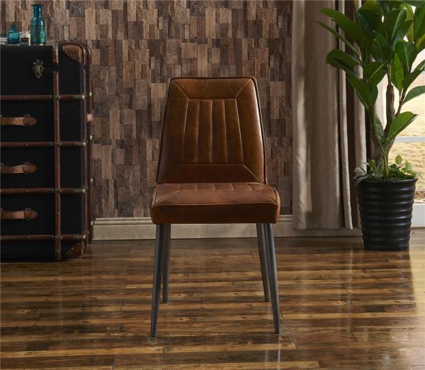 Contemporary Brown Leather Dining Room Chairs Super Soft Sponge American Style