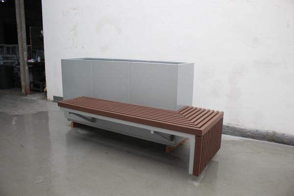 Custom Commercial Large Planters With Bench For Outdoor Garden Patio