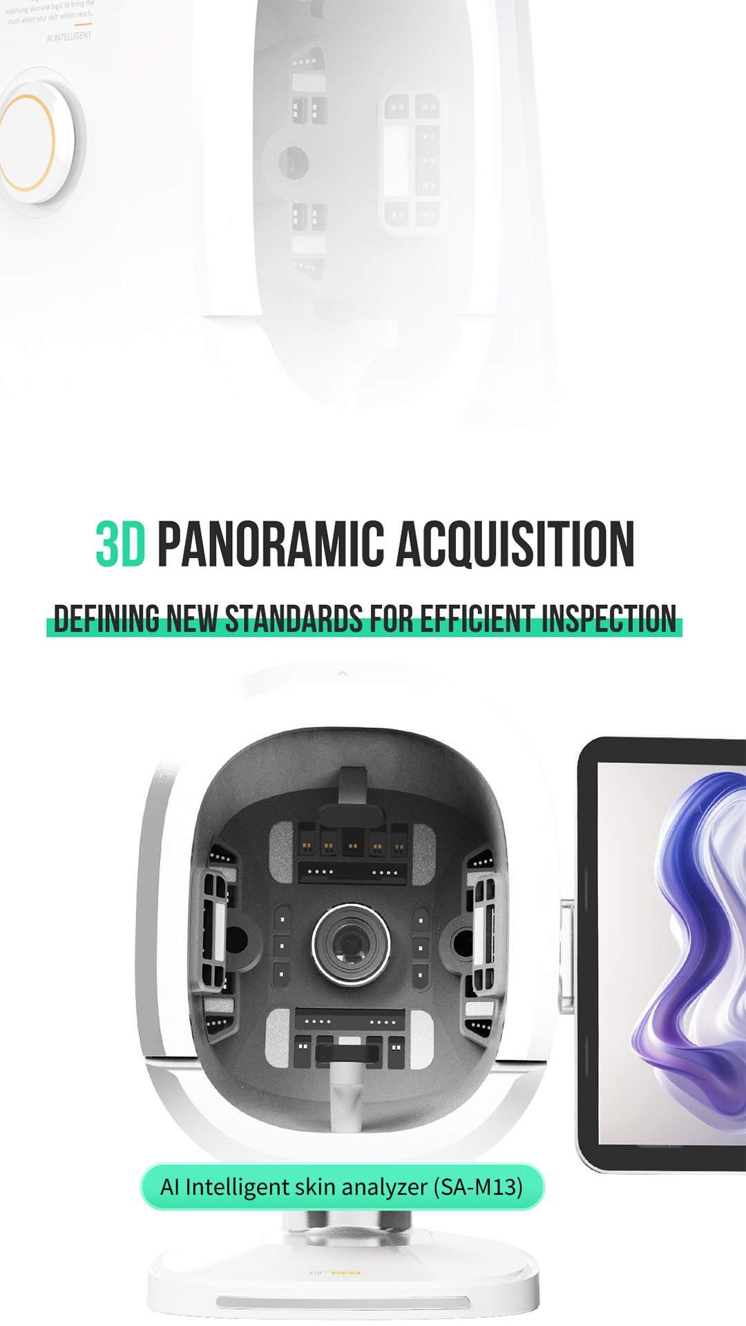 Triple Lens Facial Tester Scanner 19 Languages 8 Spectral 3D AI Skin Analysis Machine