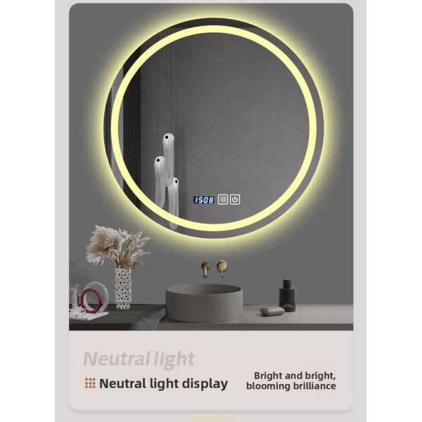 Modern Anti-Fog LED Light Touch Switch Wall-Mounted Luxury Mirror for Bathroom Decoration for Hotels Apartments Villas IP44