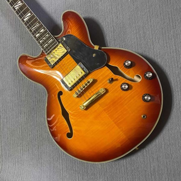 Custom Gibson Style ES Supreme Bourbon Burst Semi Hollow Body Jazz Electric Guitar