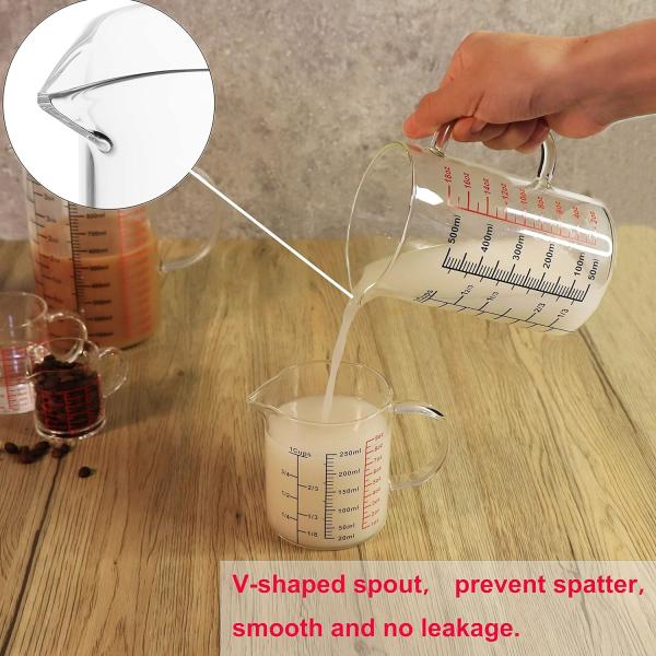 Glass Measuring Cup-[Insulated Handle | V-Shaped Spout]-Made Of High Borosilicate Glass Measuring Cup For Kitchen