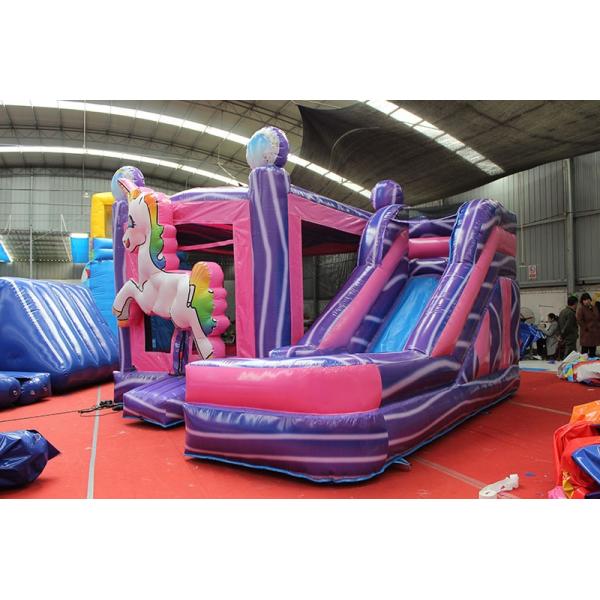 Customized Size Inflatable Houses Bounce House Water Slide with Rainbow Unicorn Design