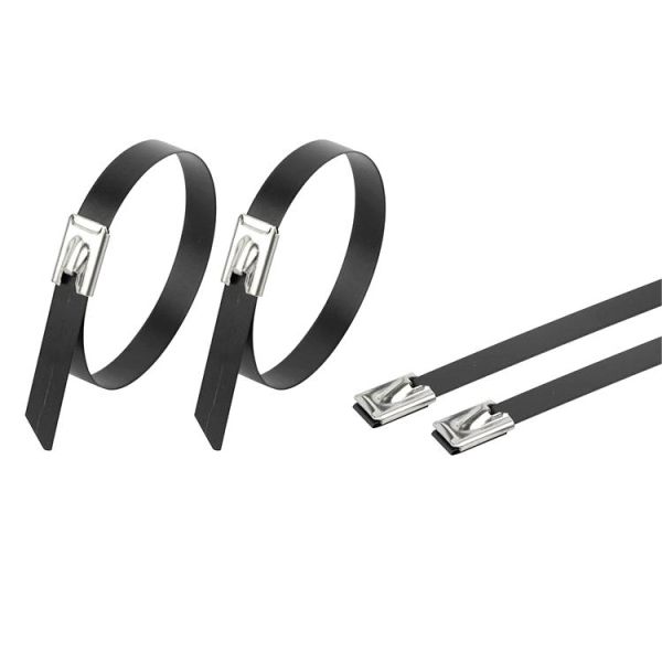 Self Locking Stainless Steel Zip Ties Black High Tensile Strength Durable
