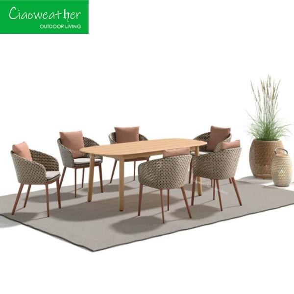 Outdoor Furniture Sofa Chair for Modern Courtyard Garden Made of Rattan Wicker Weaving Water-Resistant Cushion Included
