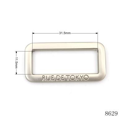 32mm Custom engraving brand logo metal rectangular buckle for bag strap
