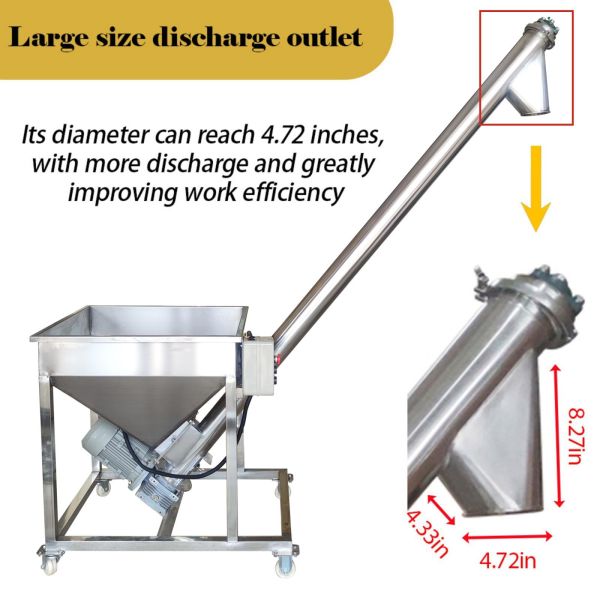 Stainless Steel Vertical Spiral Conveyor with 1100W Motor and 66.93 Hopper for Efficient Granule Transport