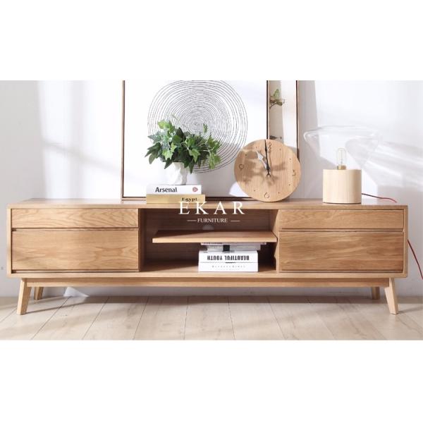 Nordic European Design Simple TV Stand Modern Oak Wood TV Cabinet