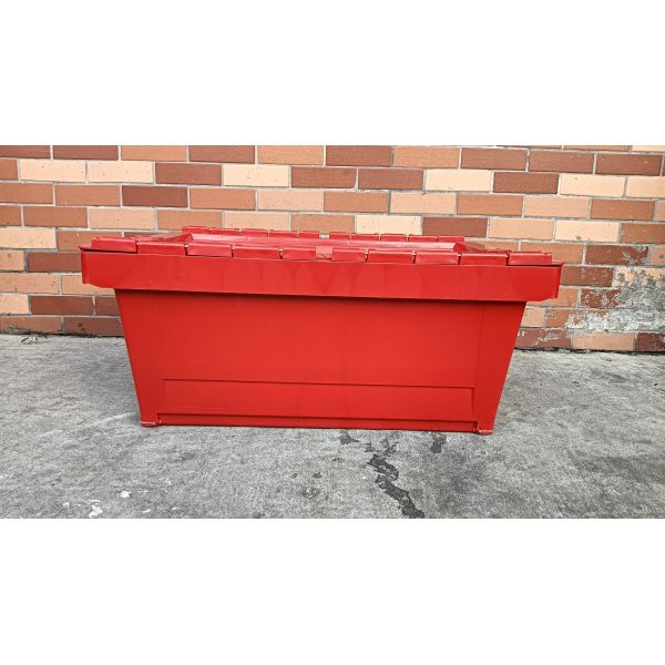 Impact Resistant PP Plastic Attached Lid Containers Standard Toteboxes 600x400mm Customized Color and Large Logo Printing for Loading