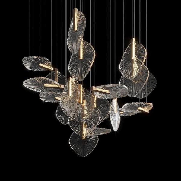 Off-Standard Custom Whole House Chandelier Glass Disc Metal Art Piece Lights