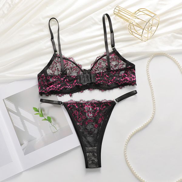 Female New Arrival Underwear Set Lace Underwear Thin Style Big Chest Small Panties Bra Set Supply
