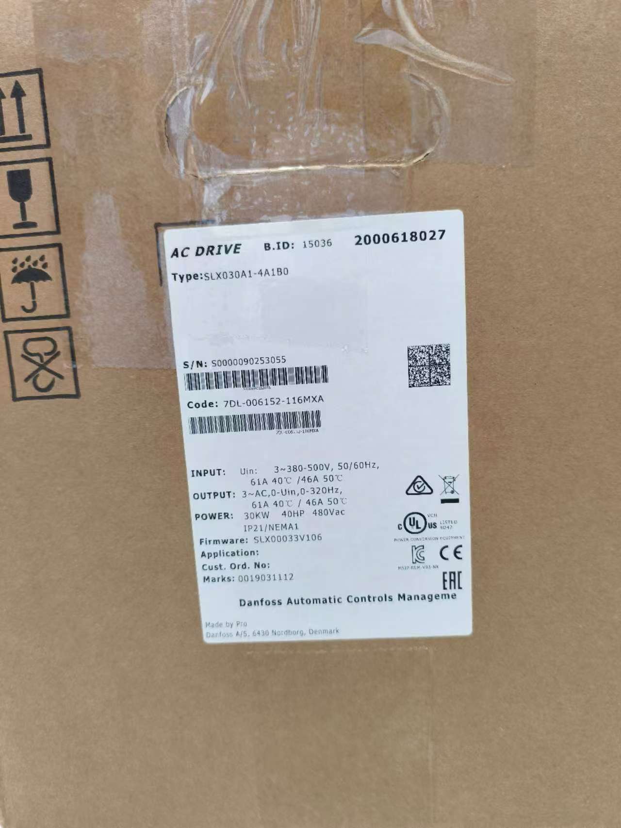 VACON SLX030A1-4A1B0 AC Drive 30kW 3-Phase VFD, Original Variable Frequency Drive