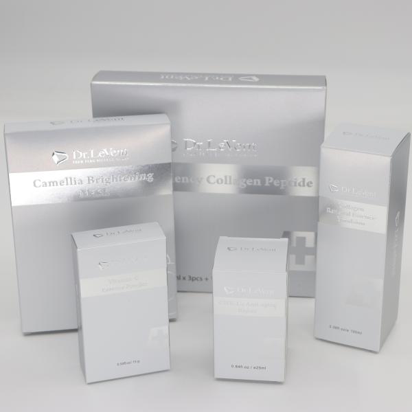 High-Grade Silver Skin Care Packaging Box Cosmetic Essential Oil Mask Packing Box Printed Logo