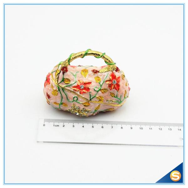 Fashion Handbag Design trinket Box Painting Flower With Crystal Trinket Box SCJ561