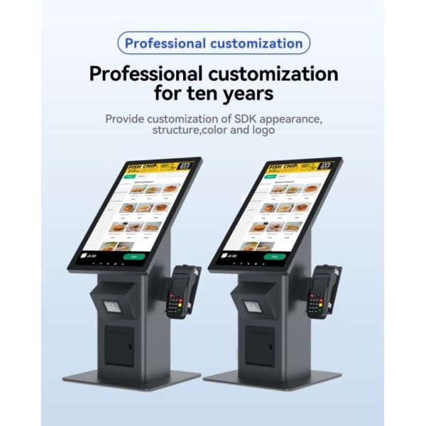 23.8 Inch Restaurant Self Service Kiosk with NFC POS Terminal LCD Android Touch Screen for Payment Self-Ordering Terminal