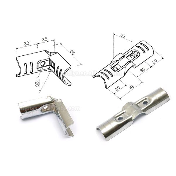 HJ-3 Chrome-plated Metal Pipe Connector for OD 28mm Lean Pipe Warehouse Modular System