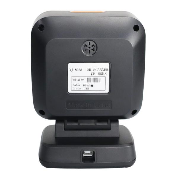 CMOS 2D Barcode Reader Handsfree Table Top Barcode Scanner Black With USB Interface