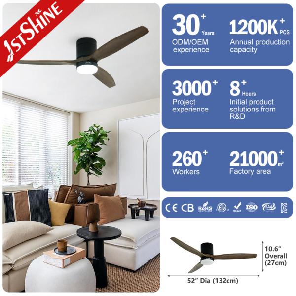 110-240V/50Hz-60Hz Flush Mount Ceiling Fan 52 Blade Size 2 in 1 with or without Lighting