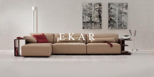Italy Fashion Design Genuine Leather Corner Sofa Set