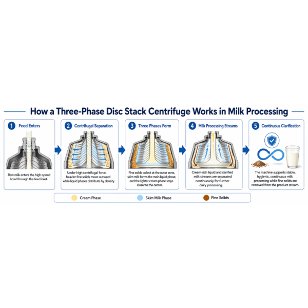 Three Phase Disc Stack Centrifuge for Milk Processing