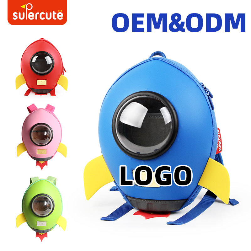 Supercute 3D Cartoon Backpack Customized Rocket Shape Small Kids Backpack