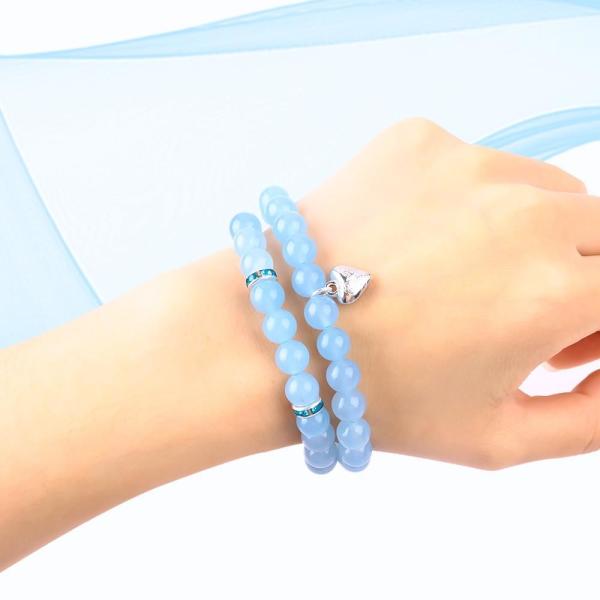 8мм Аметист Синий Аквамарин Драгоценный Камень Браслеты Кристалл Лечение