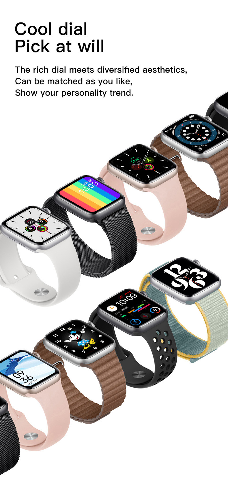 Smartwatch IWO W26+ Pro ECG обоев набора микросхем Mtk 1,75 дюймов