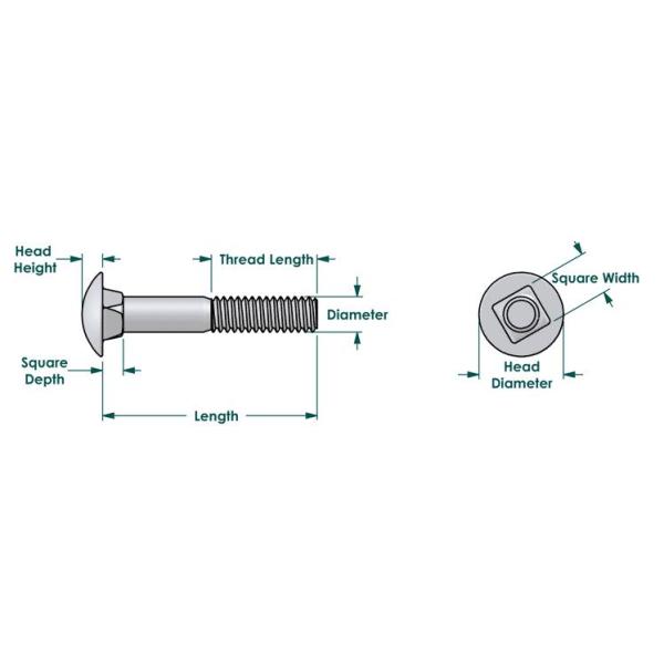 Hot Dip Galvanized Mushroom Head Coach carriage bolts For Electric Tower