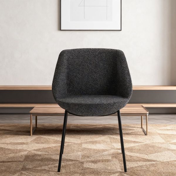 Comfortable Fabric Back Armless Accent Chair with Metal Legs-Modern Design for Bedroom Gym & Living Room Use