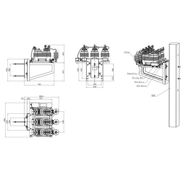 Трехфазный поляк 3CT MV 17.5kV установил измеряя трансформатор