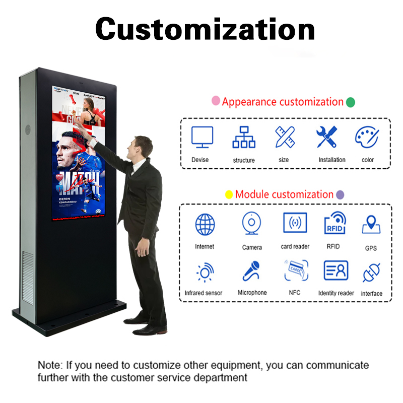 55 inch 4K Outdoor Digital Signage with 3000nits Brightness and IP65 Waterproof Rating